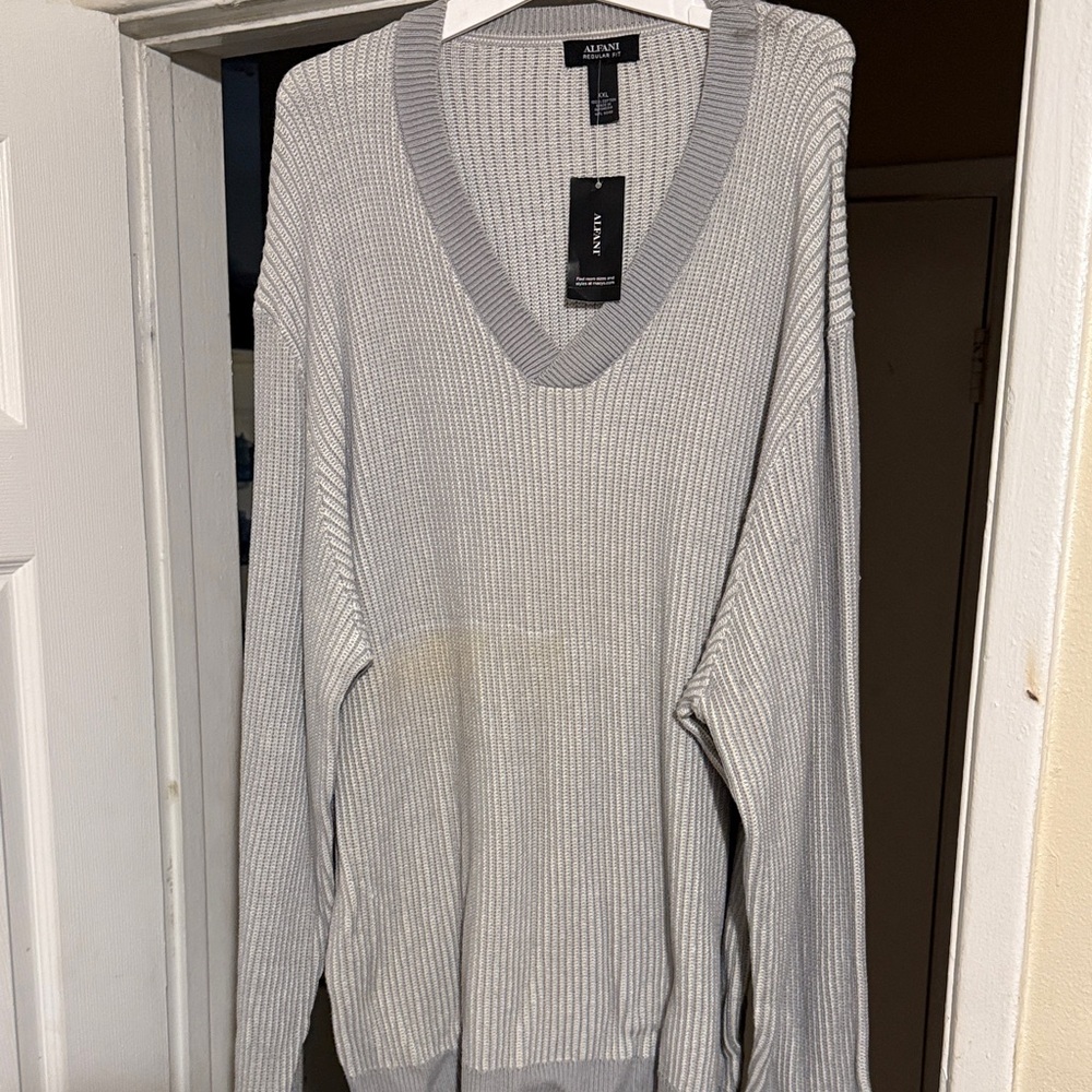 Armani Exchange Light Gray V-Neck Sweater